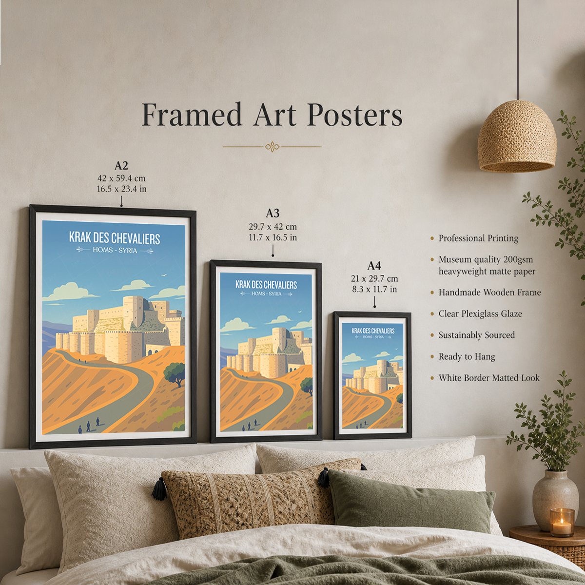 Krak des Chevaliers - Syria - Travel Poster Print Modern Style Wall Art