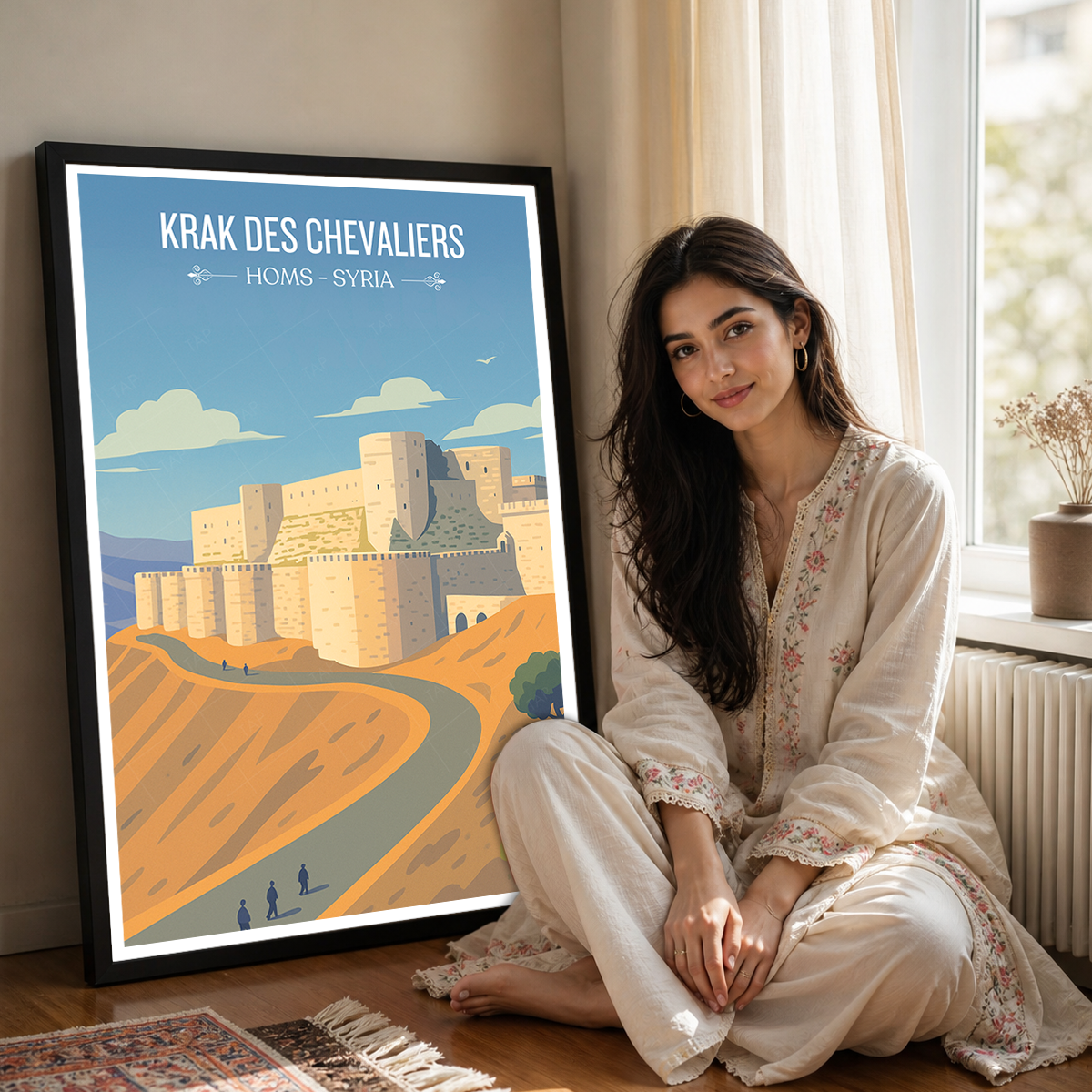 Krak des Chevaliers - Syria - Travel Poster Print Modern Style Wall Art
