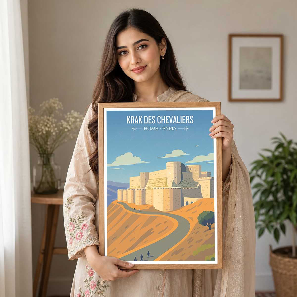Krak des Chevaliers - Syria - Travel Poster Print Modern Style Wall Art
