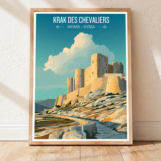 Krak des Chevaliers Theatre - Syria - Travel Poster Print Modern Style Wall Art - Art Print - Travel Art Poster
