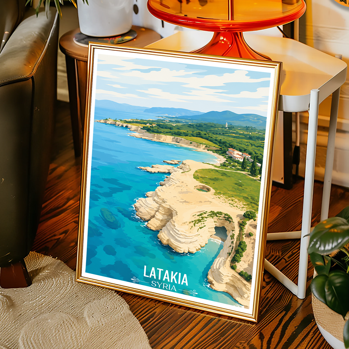 Latakia - Syria - Travel Poster Print Modern Style Wall Art