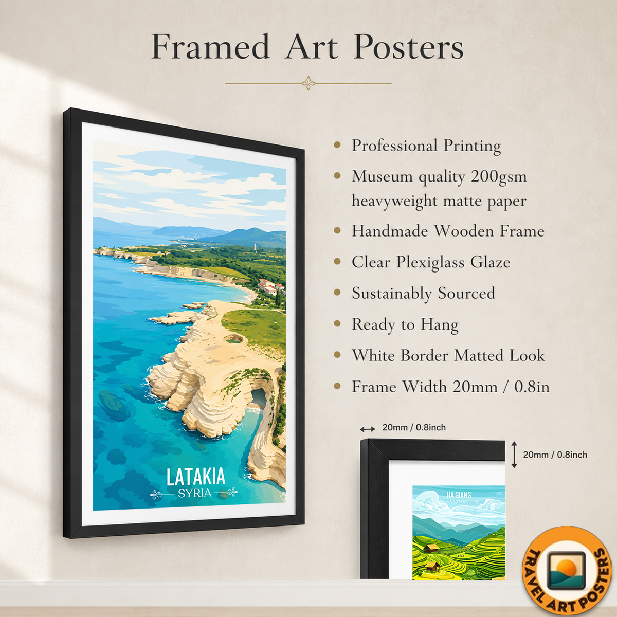Latakia - Syria - Travel Poster Print Modern Style Wall Art