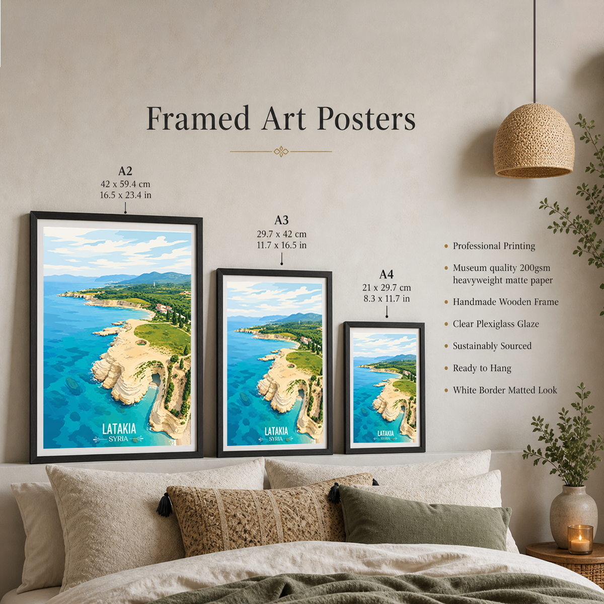 Latakia - Syria - Travel Poster Print Modern Style Wall Art