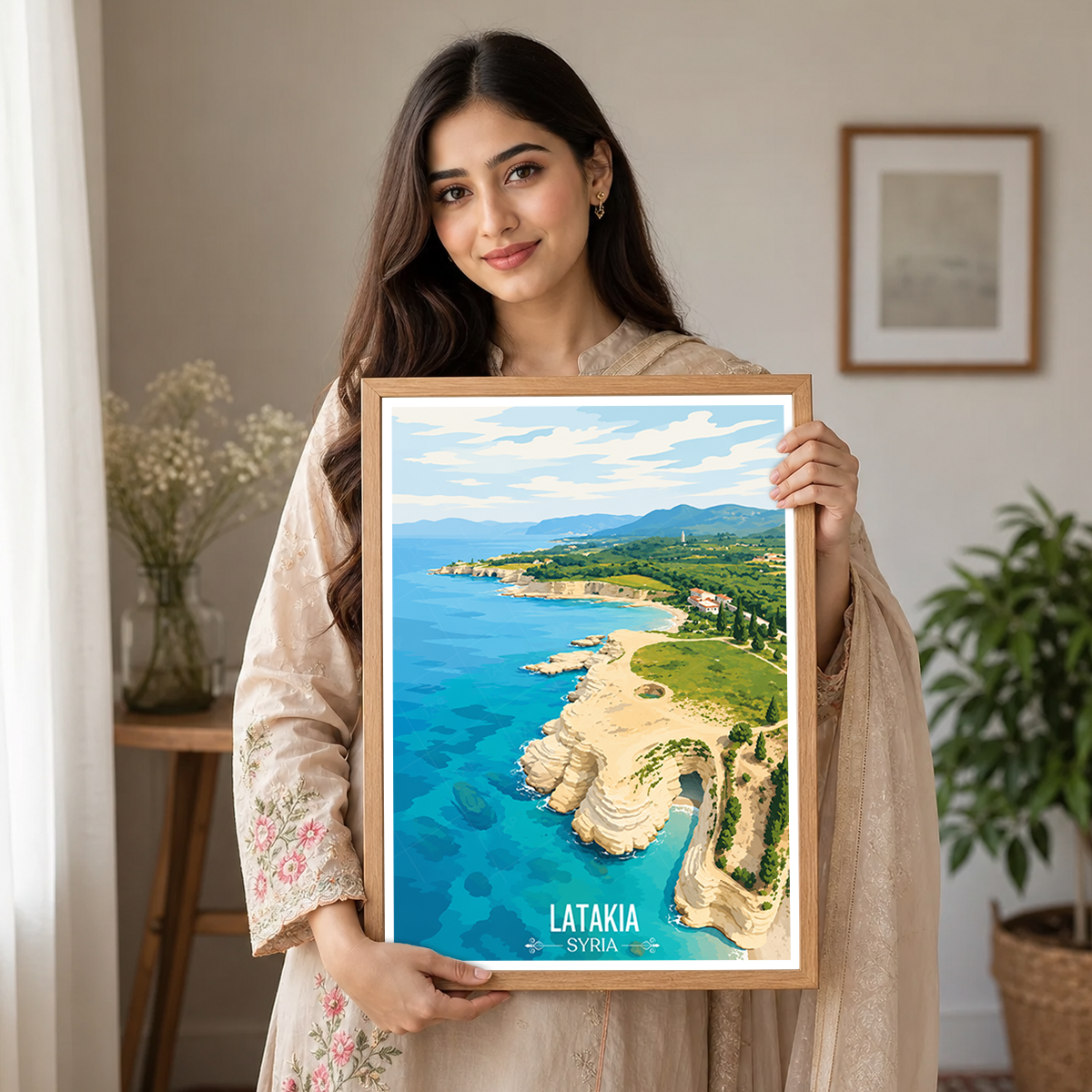 Latakia - Syria - Travel Poster Print Modern Style Wall Art