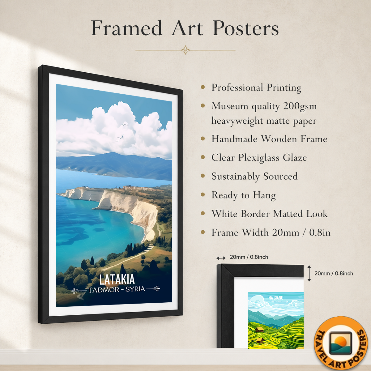 Latakia - Syria - Travel Poster Print Modern Style Wall Art