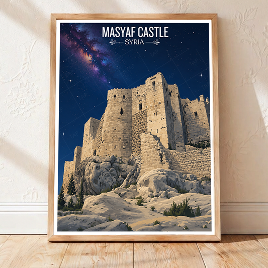 Masyaf Castle - Syria - Travel Poster Print Modern Style Wall Art - Art Print - Travel Art Poster