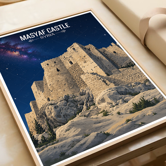 Masyaf Castle - Syria - Travel Poster Print Modern Style Wall Art - Art Print - Travel Art Poster
