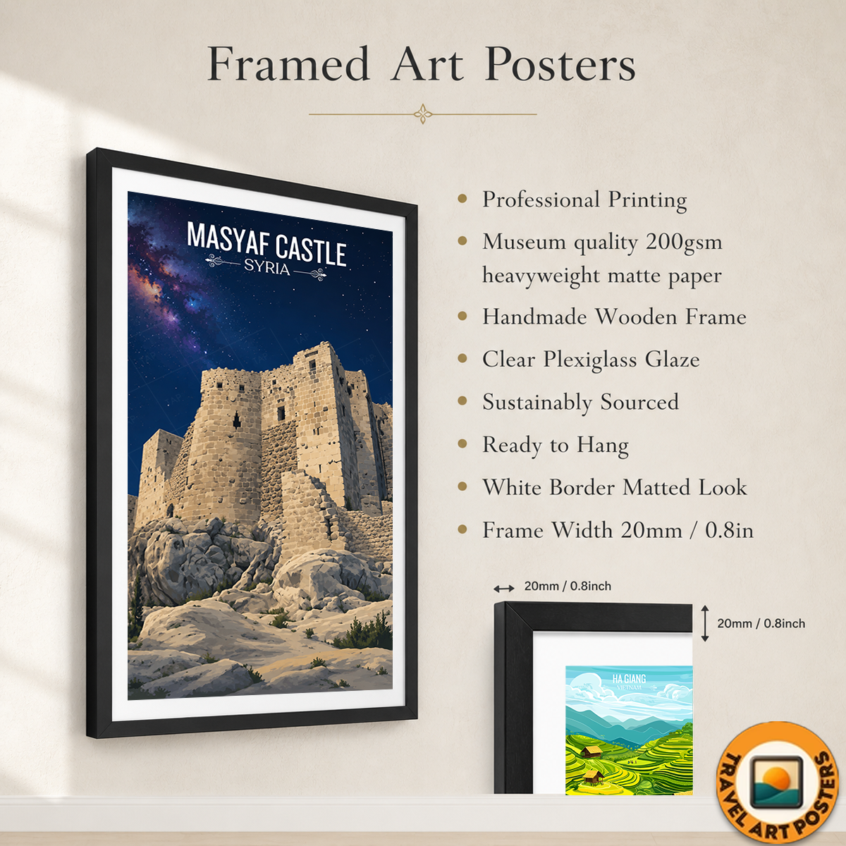 Masyaf Castle - Syria - Travel Poster Print Modern Style Wall Art
