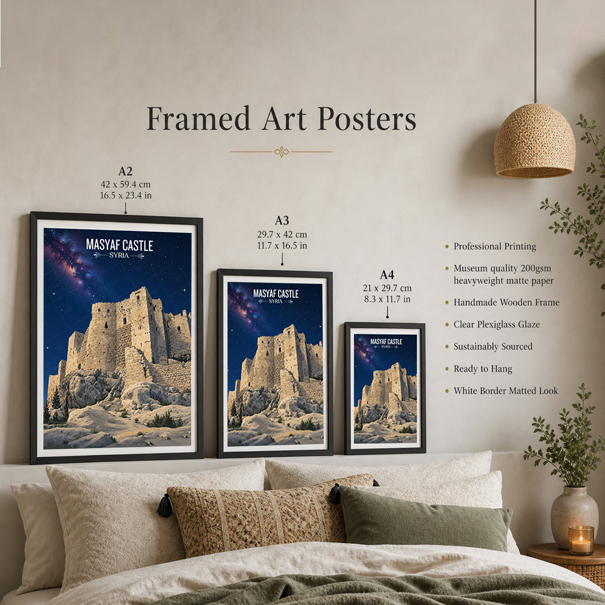 Masyaf Castle - Syria - Travel Poster Print Modern Style Wall Art
