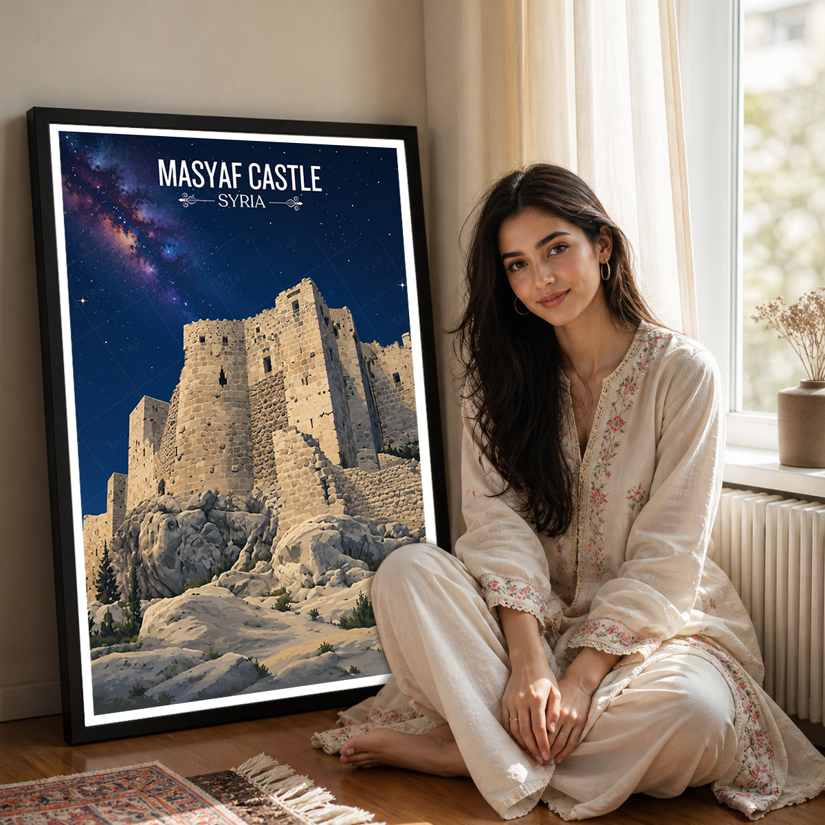 Masyaf Castle - Syria - Travel Poster Print Modern Style Wall Art