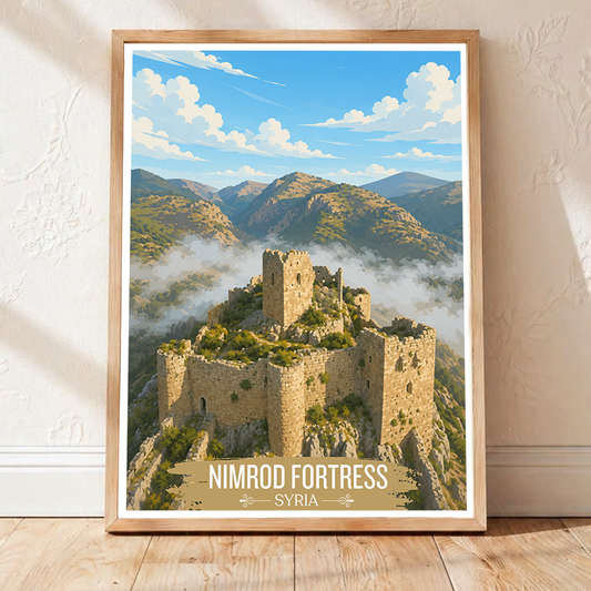 Nimrod Fortress - Syria - Travel Poster Print Modern Style Wall Art - Art Print - Travel Art Poster