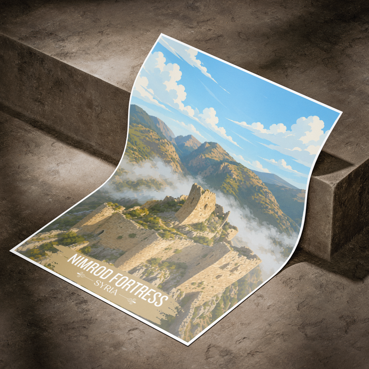Nimrod Fortress - Syria - Travel Poster Print Modern Style Wall Art