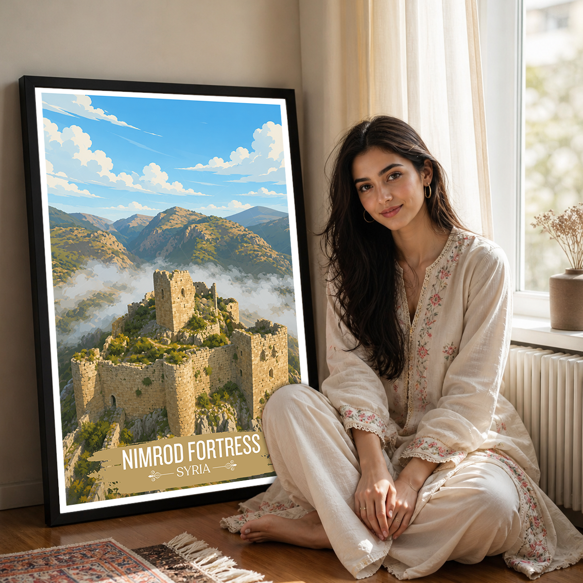 Nimrod Fortress - Syria - Travel Poster Print Modern Style Wall Art