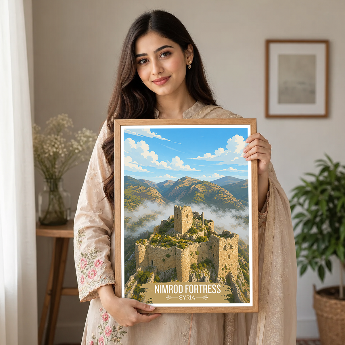 Nimrod Fortress - Syria - Travel Poster Print Modern Style Wall Art