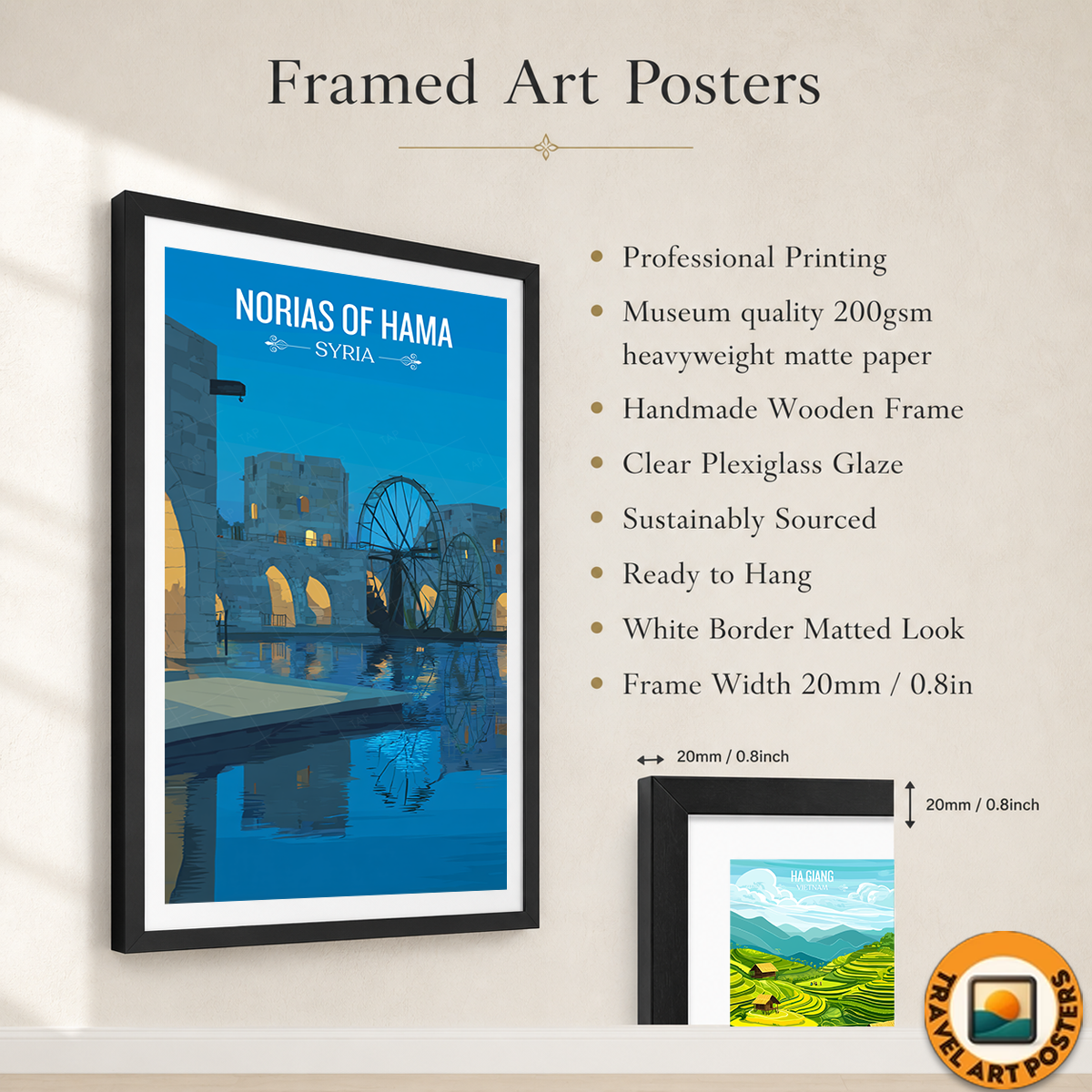 Norias of Hama - Syria - Travel Poster Print Modern Style Wall Art