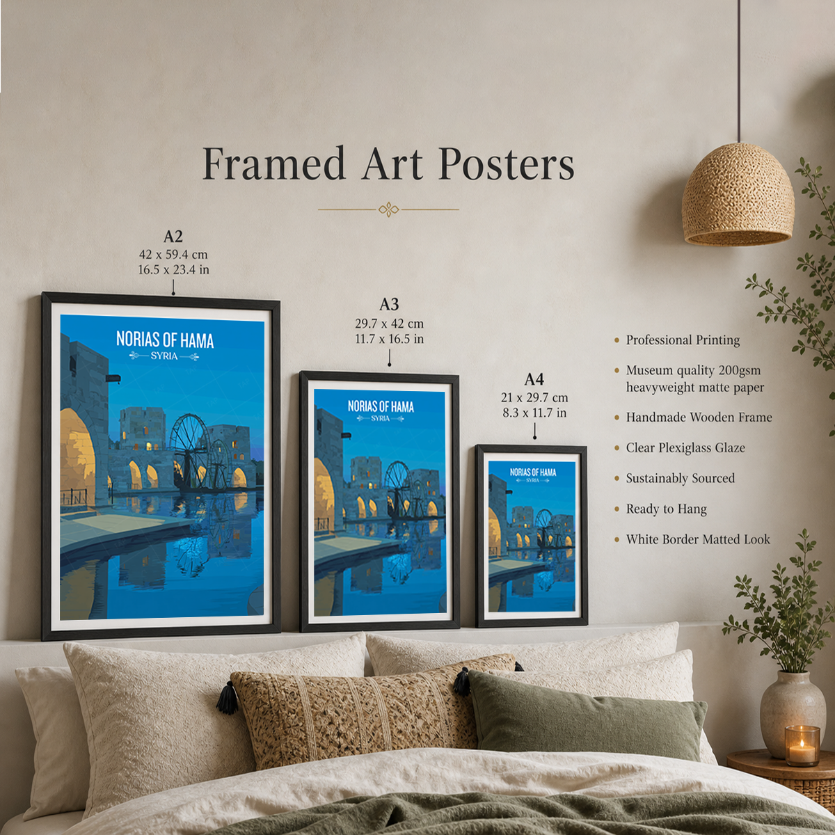 Norias of Hama - Syria - Travel Poster Print Modern Style Wall Art