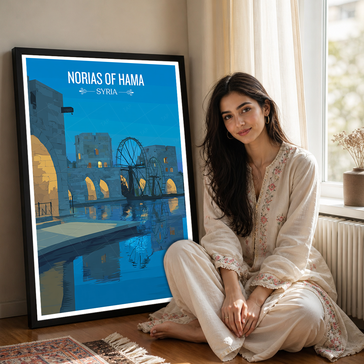 Norias of Hama - Syria - Travel Poster Print Modern Style Wall Art