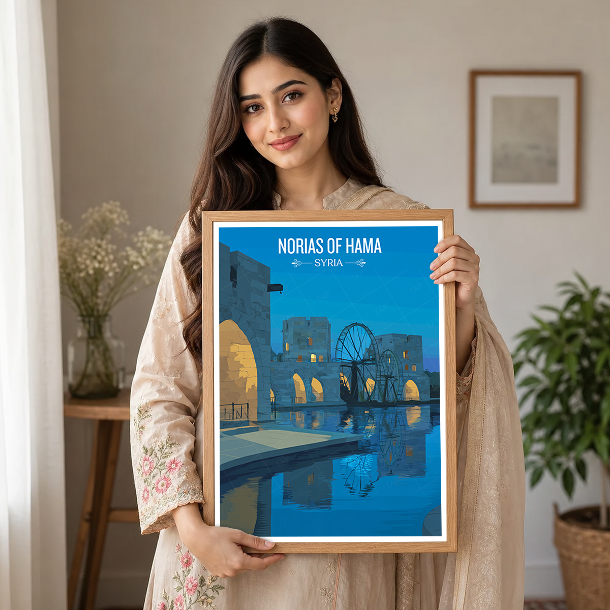Norias of Hama - Syria - Travel Poster Print Modern Style Wall Art