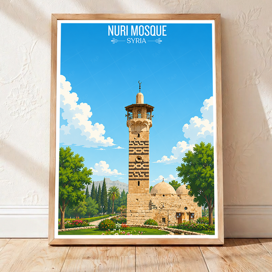Nuri Mosque - Syria - Travel Poster Print Modern Style Wall Art - Art Print - Travel Art Poster