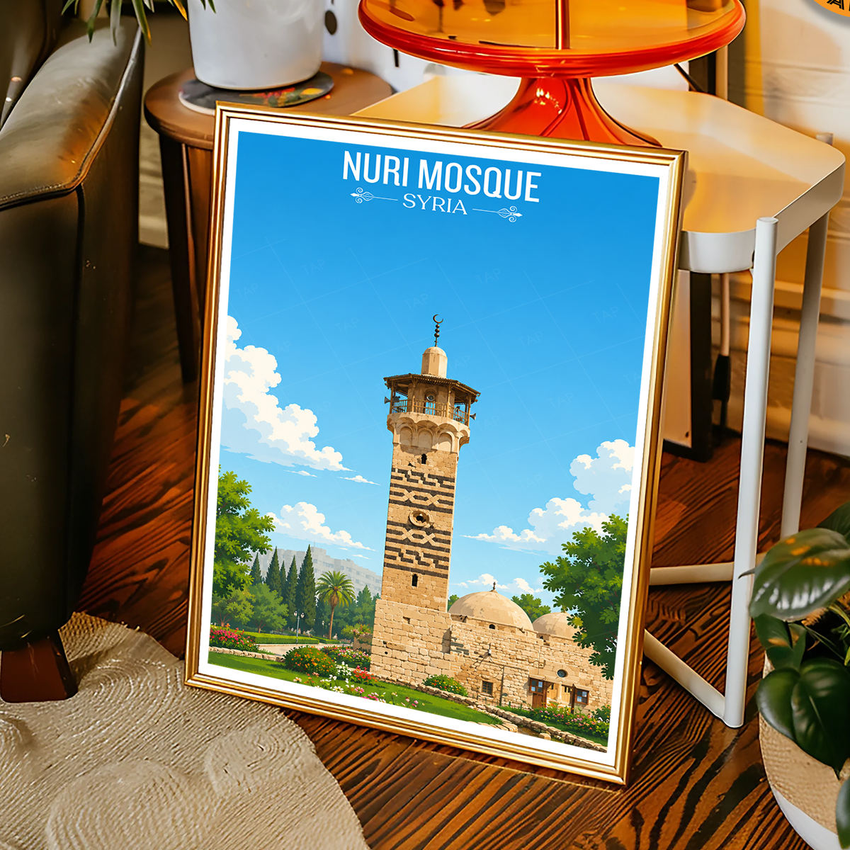 Nuri Mosque - Syria - Travel Poster Print Modern Style Wall Art