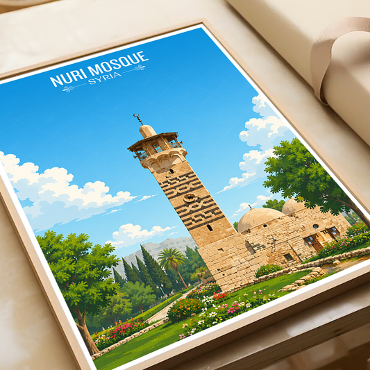 Nuri Mosque - Syria - Travel Poster Print Modern Style Wall Art - Art Print - Travel Art Poster