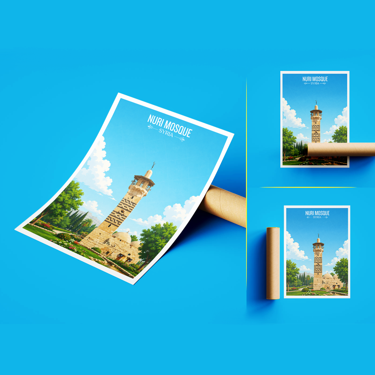 Nuri Mosque - Syria - Travel Poster Print Modern Style Wall Art
