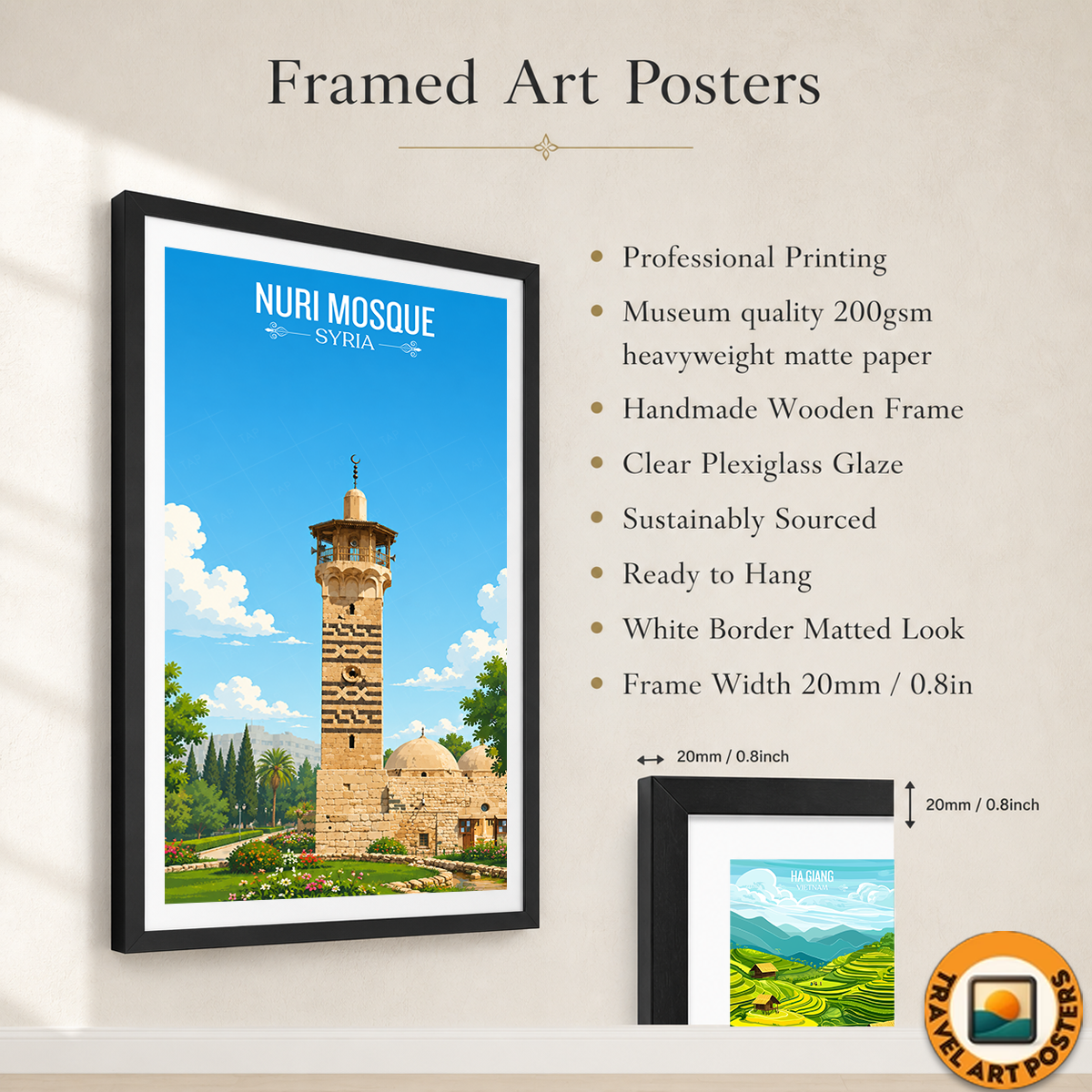 Nuri Mosque - Syria - Travel Poster Print Modern Style Wall Art