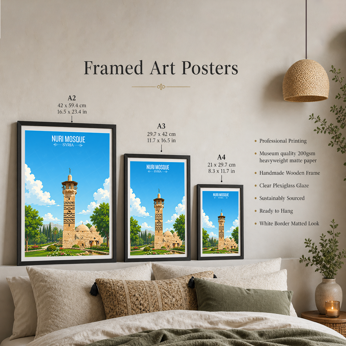 Nuri Mosque - Syria - Travel Poster Print Modern Style Wall Art
