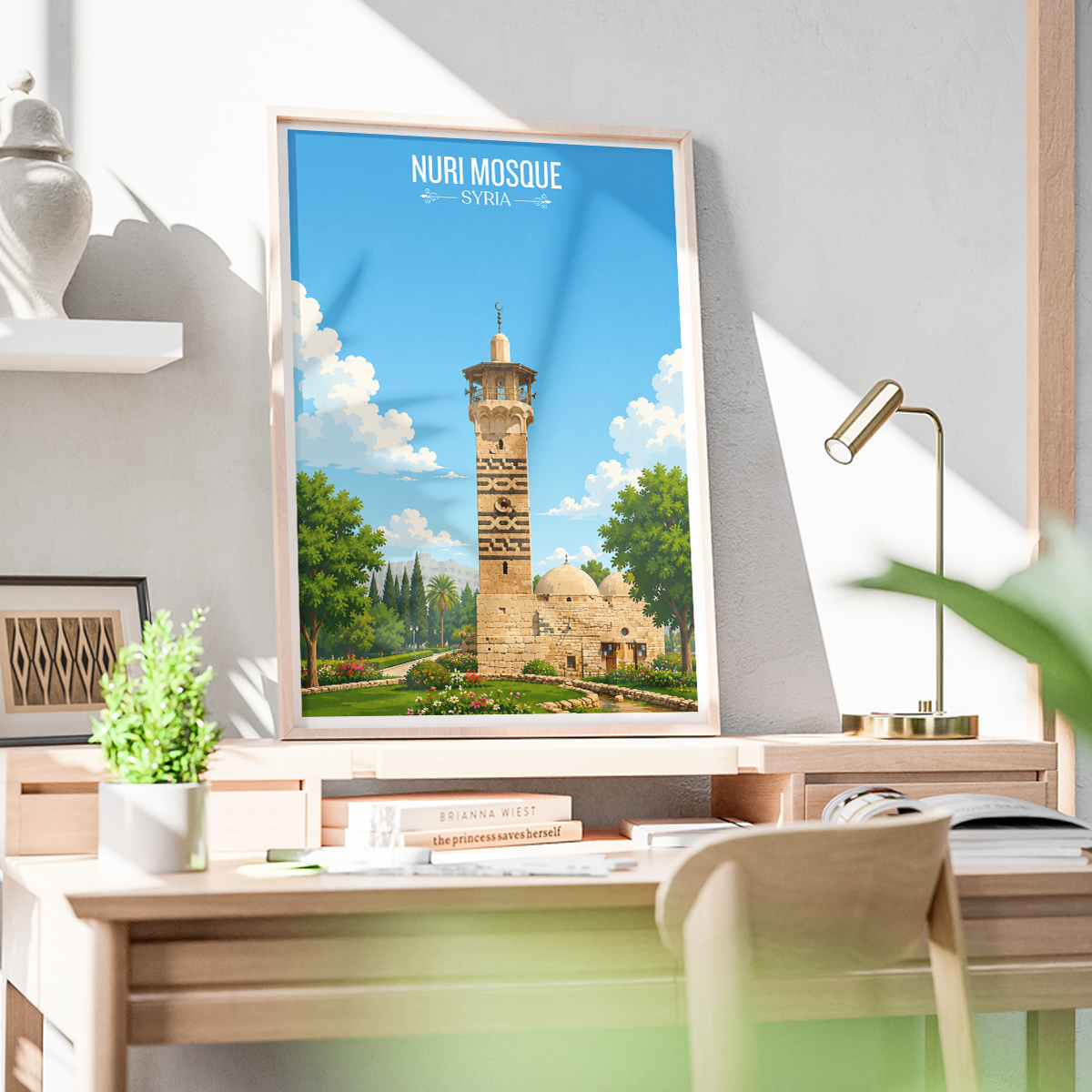 Nuri Mosque - Syria - Travel Poster Print Modern Style Wall Art