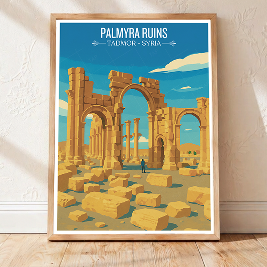 Palmyra Ruins - Syria - Travel Poster Print Modern Style Wall Art - Art Print - Travel Art Poster