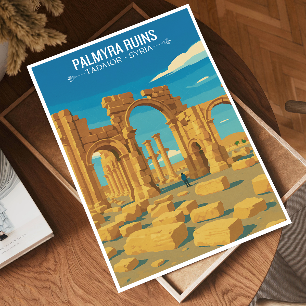 Palmyra Ruins - Syria - Travel Poster Print Modern Style Wall Art