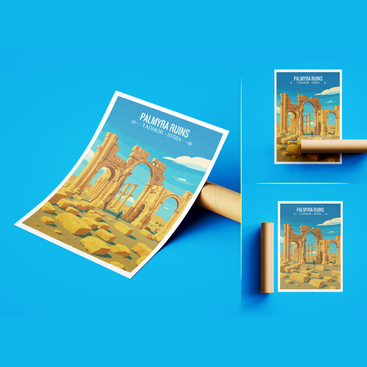 Palmyra Ruins - Syria - Travel Poster Print Modern Style Wall Art