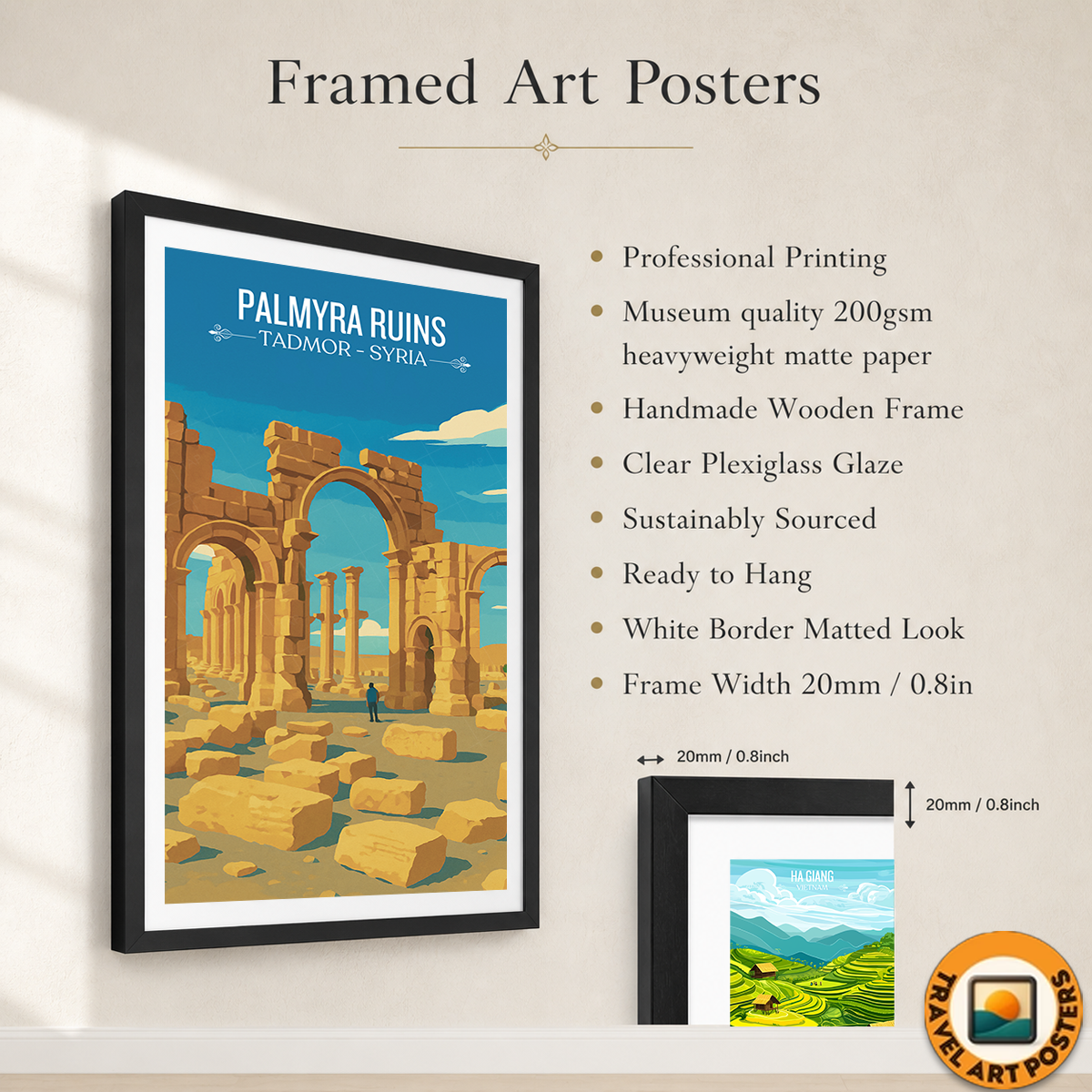 Palmyra Ruins - Syria - Travel Poster Print Modern Style Wall Art