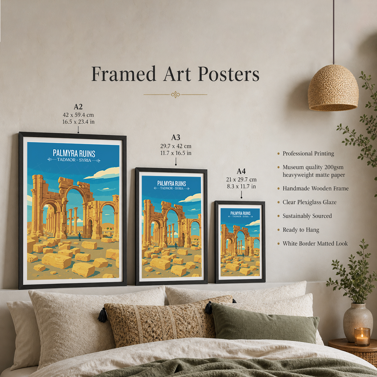 Palmyra Ruins - Syria - Travel Poster Print Modern Style Wall Art