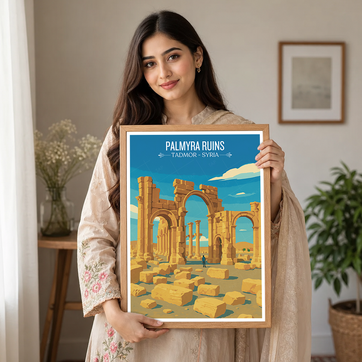 Palmyra Ruins - Syria - Travel Poster Print Modern Style Wall Art