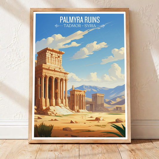 Palmyra Ruins - Syria - Travel Poster Print Modern Style Wall Art - Art Print - Travel Art Poster