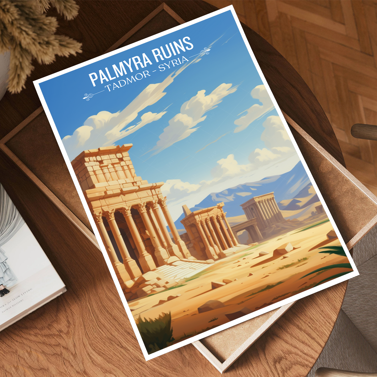 Palmyra Ruins - Syria - Travel Poster Print Modern Style Wall Art