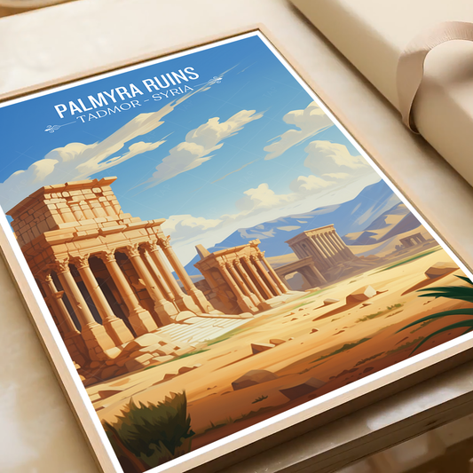 Palmyra Ruins - Syria - Travel Poster Print Modern Style Wall Art - Art Print - Travel Art Poster