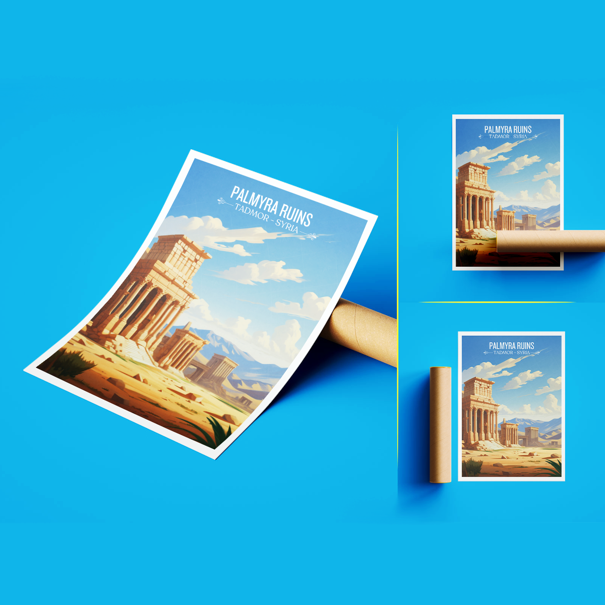 Palmyra Ruins - Syria - Travel Poster Print Modern Style Wall Art