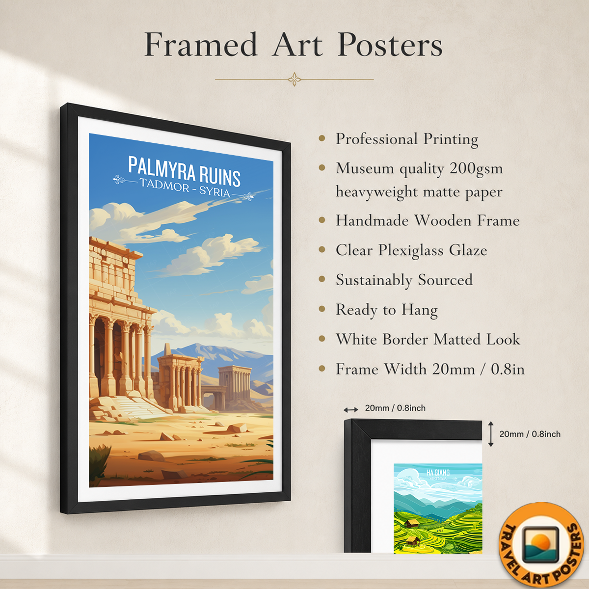 Palmyra Ruins - Syria - Travel Poster Print Modern Style Wall Art