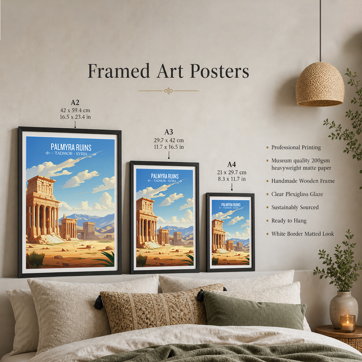 Palmyra Ruins - Syria - Travel Poster Print Modern Style Wall Art
