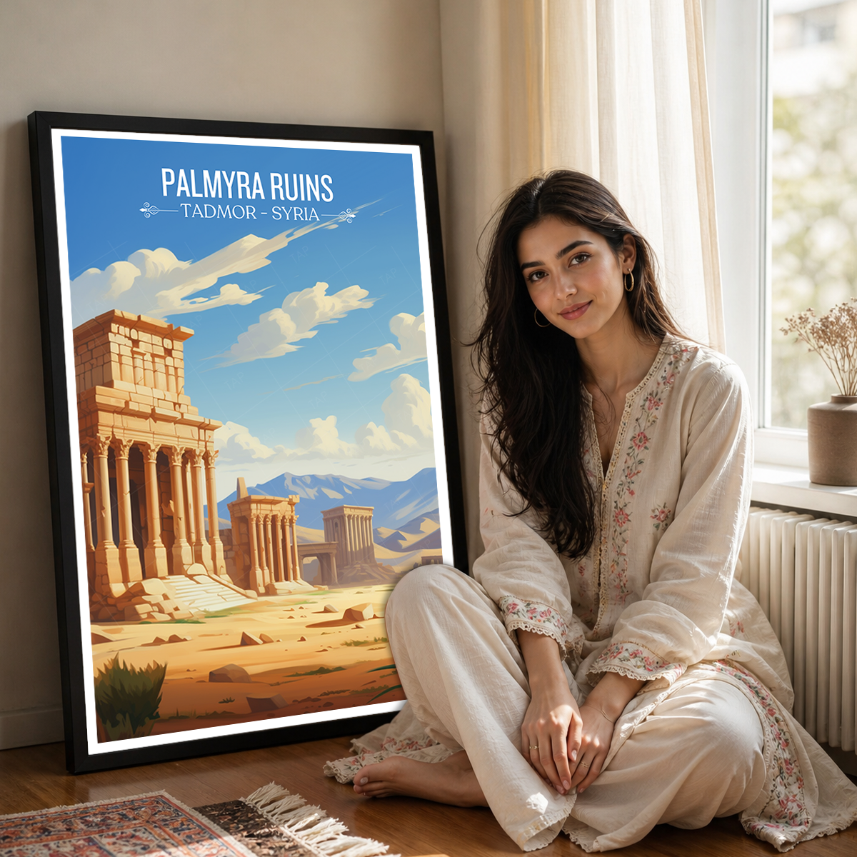Palmyra Ruins - Syria - Travel Poster Print Modern Style Wall Art