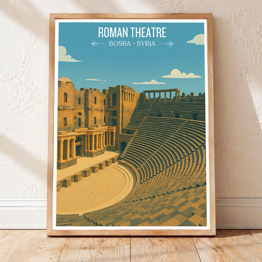 Roman Theatre - Syria - Travel Poster Print Modern Style Wall Art - Art Print - Travel Art Poster