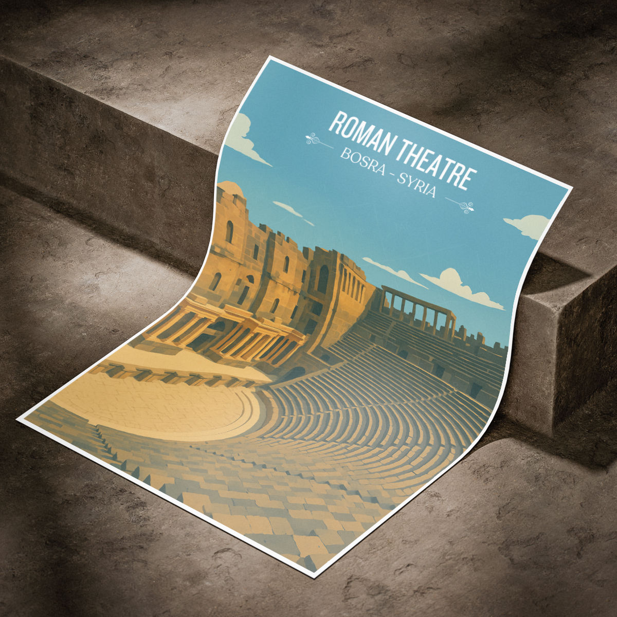 Roman Theatre - Syria - Travel Poster Print Modern Style Wall Art