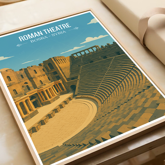 Roman Theatre - Syria - Travel Poster Print Modern Style Wall Art - Art Print - Travel Art Poster