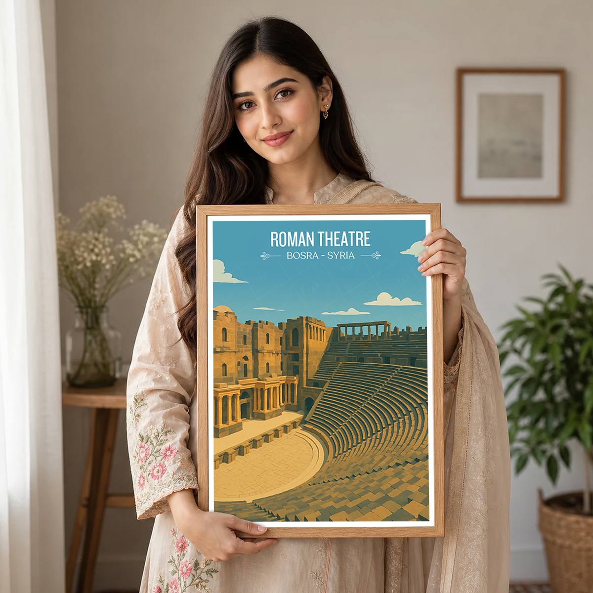 Roman Theatre - Syria - Travel Poster Print Modern Style Wall Art