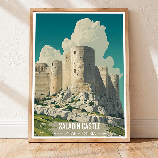 Saladin Castle - Syria - Travel Poster Print Modern Style Wall Art - Art Print - Travel Art Poster