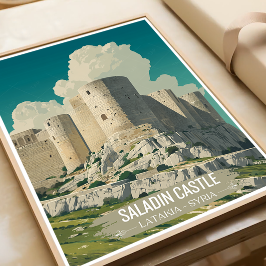 Saladin Castle - Syria - Travel Poster Print Modern Style Wall Art - Art Print - Travel Art Poster