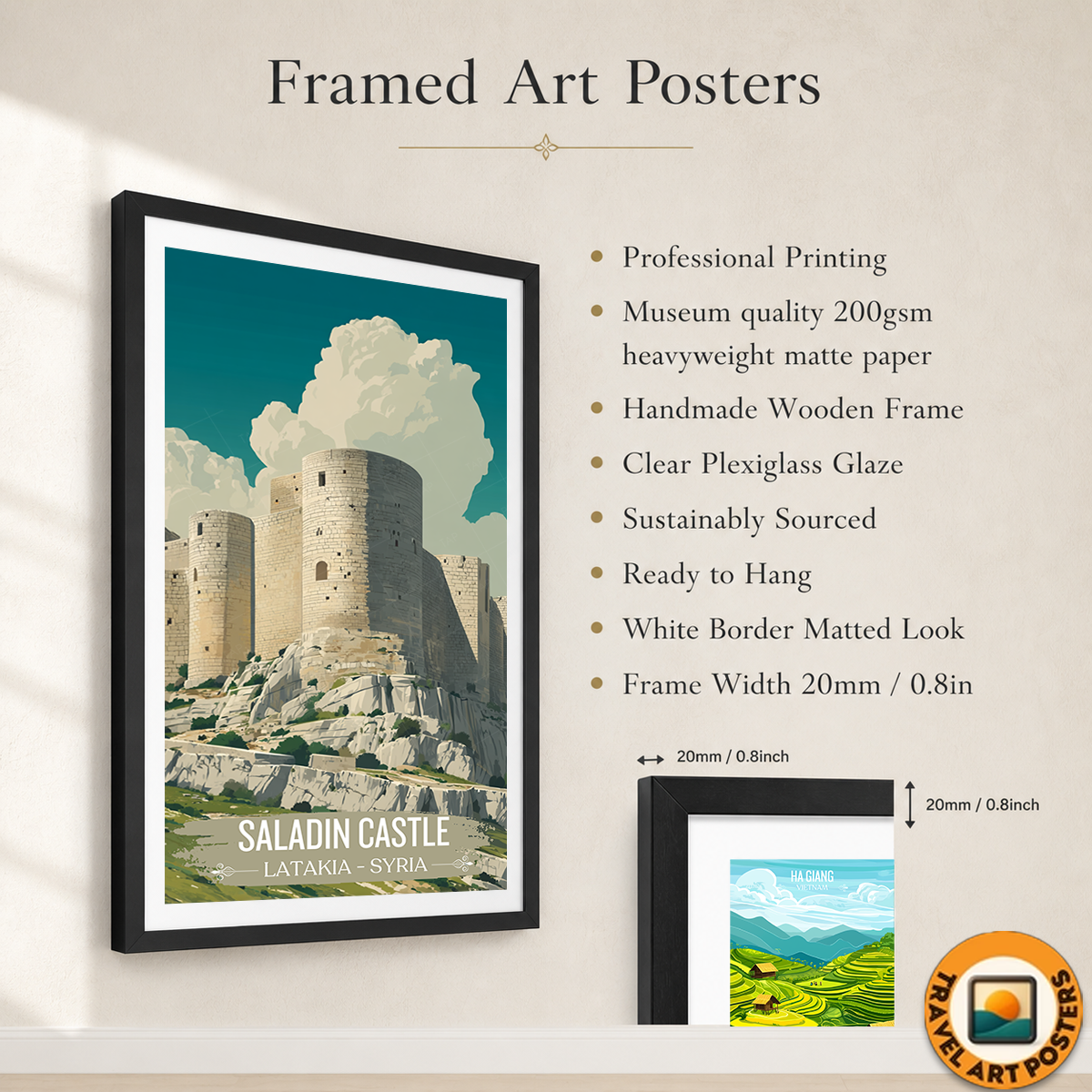 Saladin Castle - Syria - Travel Poster Print Modern Style Wall Art