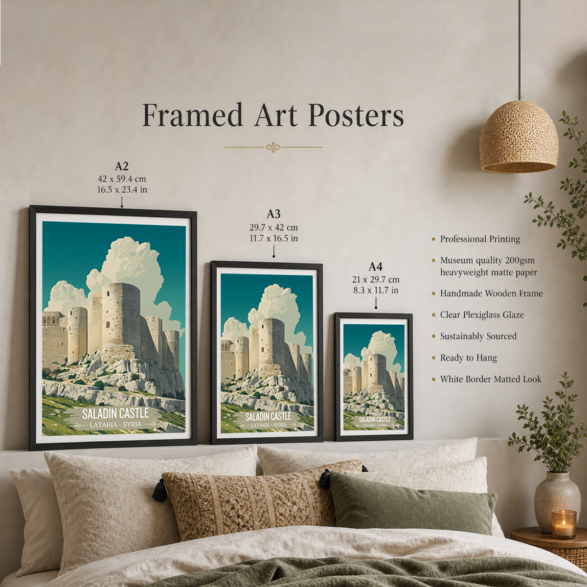 Saladin Castle - Syria - Travel Poster Print Modern Style Wall Art
